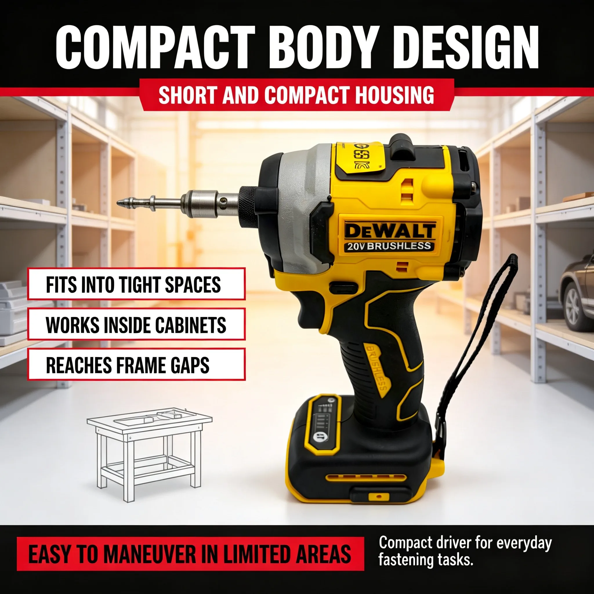 Cordless Impact Driver 1/4 Hex - DEWALT DCF850 Avvitatore a impulsi ad