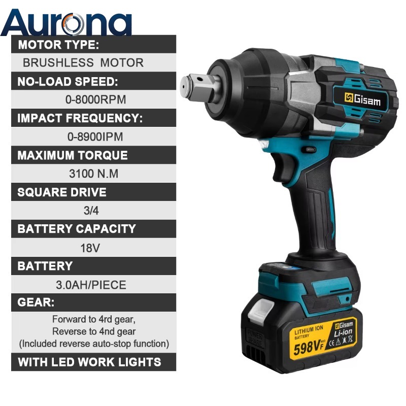 Impact Wrench 3/4 Inch High Torque - 【Intelligente】 Chiave a impulsi elettrica senza