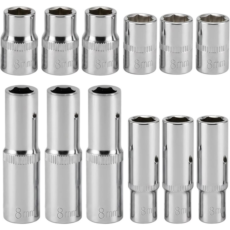 Impact Wrench Socket Set Deep - Set di 12 bussole profonde e