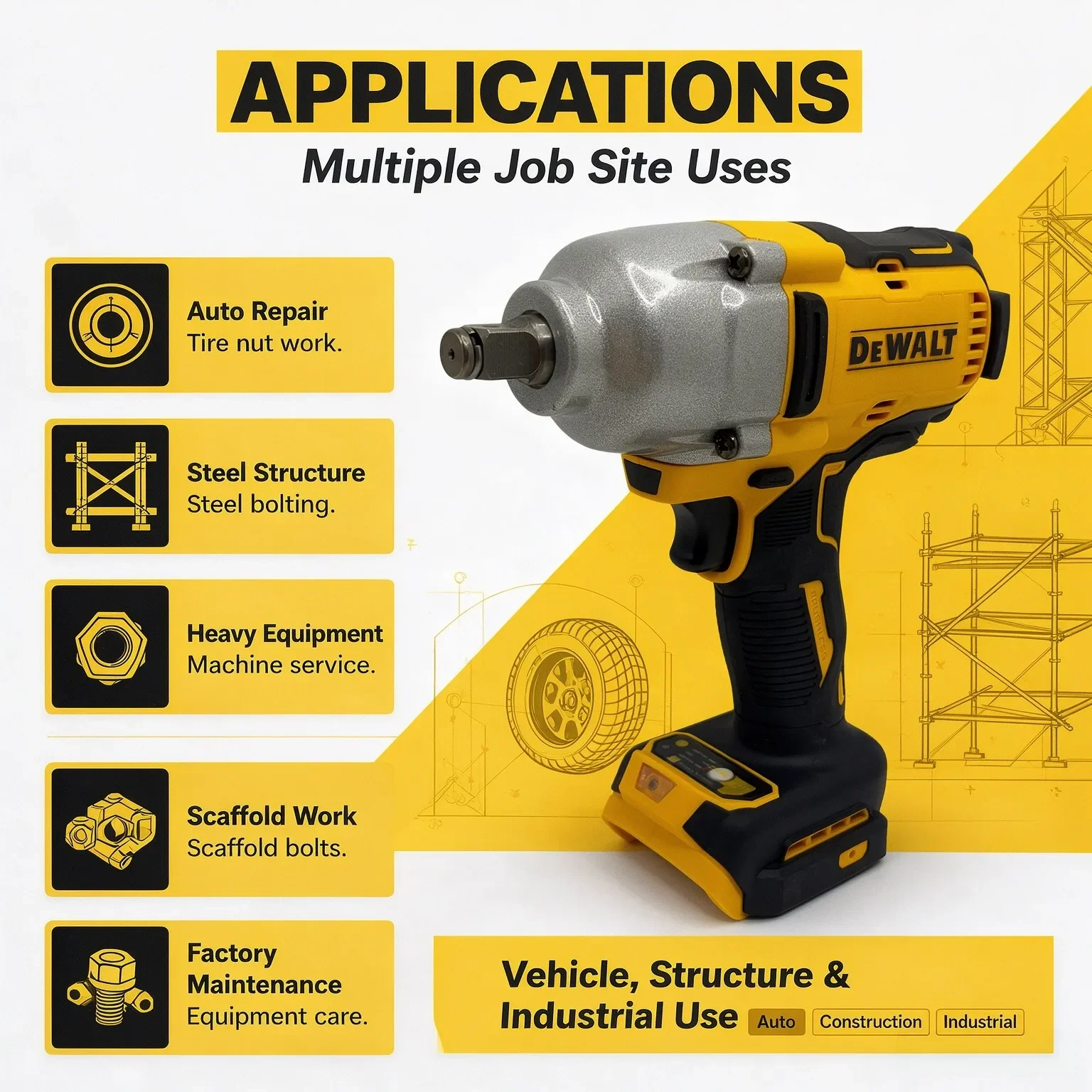 Brushless Impact Wrench 20V - DeWalt DCF900 Avvitatore a impulsi elettrico