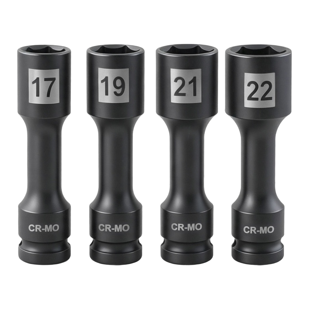 Impact Wrench Socket Set Deep - Set di 4 chiavi a bussola