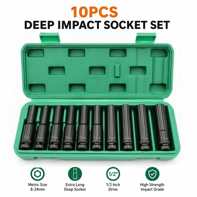 Set di 10 Chiavi a Bussola Pro - Impact Wrench Socket Set Deep recensione e prezzo